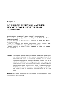 Chapter # SCHEDULING the FINNISH MAJOR ICE HOCKEY LEAGUE USING the PEAST ALGORITHM