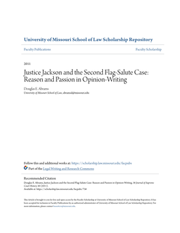 Justice Jackson and the Second Flag-Salute Case: Reason and Passion in Opinion-Writing Douglas E