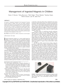 Management of Ingested Magnets in Children