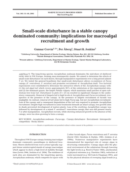 Small-Scale Disturbance in a Stable Canopy Dominated Community: Implications for Macroalgal Recruitment and Growth