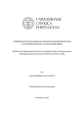 O CASO DA M80 RÁDIO Relatório De Estágio Ap