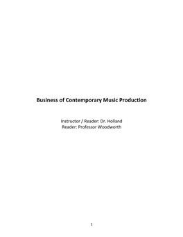 Business of Contemporary Music Production