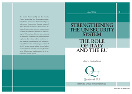 Strengthening the UN Security System. the Role of Italy and the EU