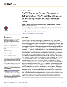 NUDT2 Disruption Elevates Diadenosine Tetraphosphate (Ap4a)