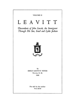 LEAVITT R'descendants of John Leavitt, the Immigrant Through His Son) Israel and Lydia Jackson