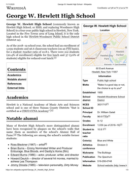 George W. Hewlett High School - Wikipedia Coordinates: 40°38′22″N 73°41′51″W George W