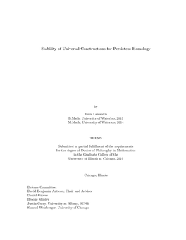 Stability of Universal Constructions for Persistent Homology