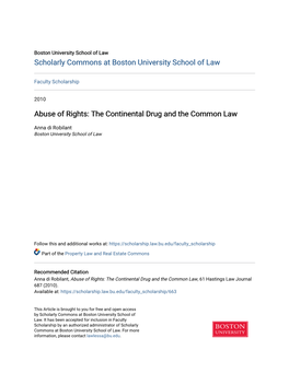 Abuse of Rights: the Continental Drug and the Common Law