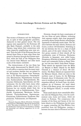 Floristic Interchanges Between Formosa and the Philippines