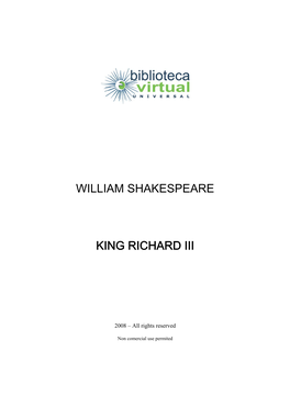 William Shakespeare King Richard