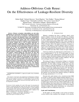 Address-Oblivious Code Reuse: on the Effectiveness of Leakage-Resilient Diversity