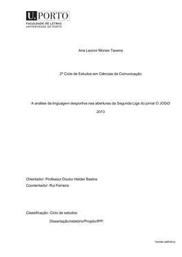 Ana Leonor Morais Taveira 2º Ciclo De Estudos Em Ciências Da