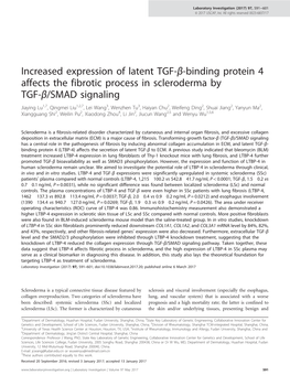 Increased Expression of Latent TGF-&Beta