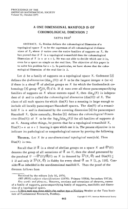 A One Dimensional Manifold Is of Cohomological Dimension 2