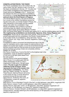 CONSTELLATION PISCES, the FISHES the Pisces Constellation Lies in the Northern Sky