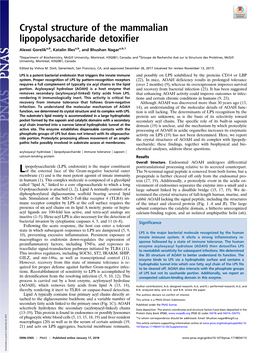 Crystal Structure of the Mammalian Lipopolysaccharide Detoxifier