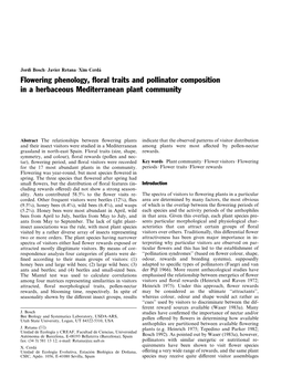 Flowering Phenology, Floral Traits and Pollinator Composition in A