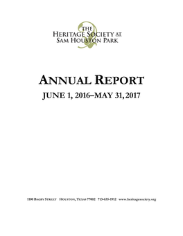 Annual Report June 1, 2016–May 31, 2017