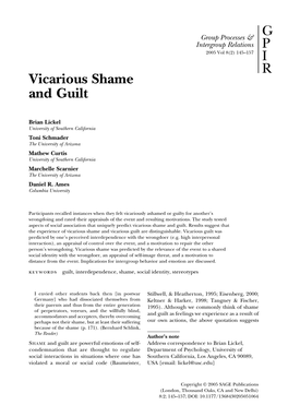 Vicarious Shame and Guilt G P