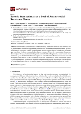 Bacteria from Animals As a Pool of Antimicrobial Resistance Genes