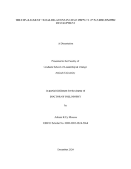 The Challenge of Tribal Relations in Chad: Impacts on Socioeconomic Development