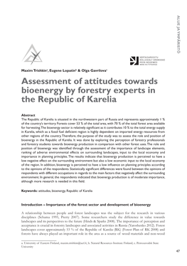 Assessment of Attitudes Towards Bioenergy by Forestry Experts in the Republic of Karelia