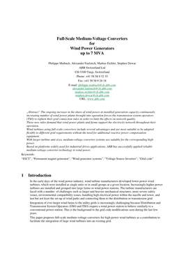 Full-Scale Medium-Voltage Converters for Wind Power Generators up to 7 MVA 1 Introduction