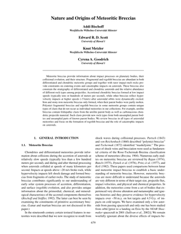 Nature and Origins of Meteoritic Breccias 679