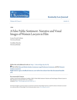 Narrative and Visual Images of Women Lawyers in Film Louise Everett Graham University of Kentucky