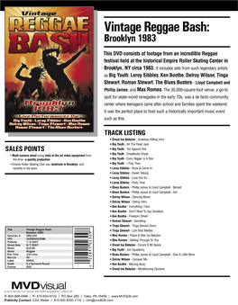 Vintage Reggae Bash: Brooklyn 1983