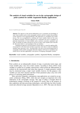 The Analysis of Visual Variables for Use in the Cartographic Design of Point Symbols for Mobile Augmented Reality Applications