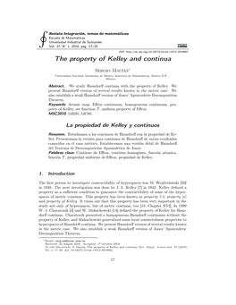 The Property of Kelley and Continua