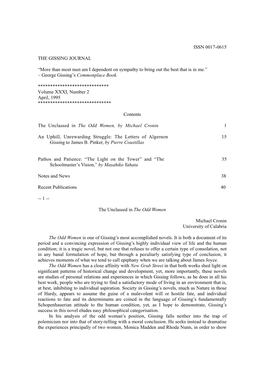 Issn 0017-0615 the Gissing Journal
