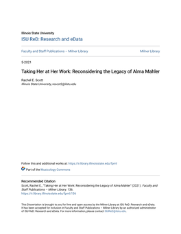 Reconsidering the Legacy of Alma Mahler