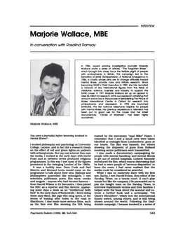 Marjorie Wallace, MBE