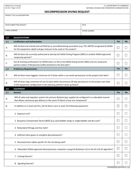 DECOMPRESSION DIVING REQUEST PROJECT TITLE and DESCRIPTION