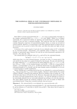 The Rational Field Is Not Universally Definable in Pseudo-Exponentiation