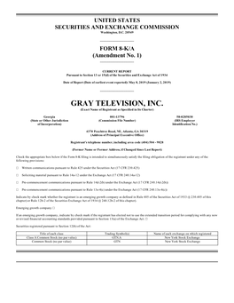 GRAY TELEVISION, INC. (Exact Name of Registrant As Specified in Its Charter)