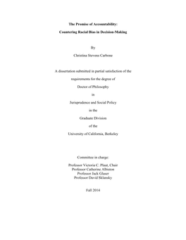 The Promise of Accountability: Countering Racial Bias in Decision-Making