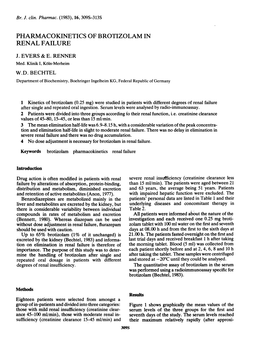 Pharmacokinetics of Brotizolam in Renal Failure J