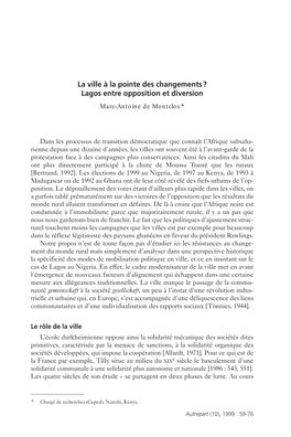 La Ville À La Pointe Des Changements ? : Lagos Entre