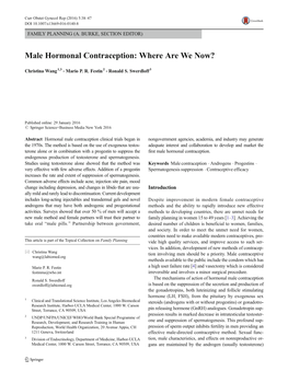 Male Hormonal Contraception: Where Are We Now?