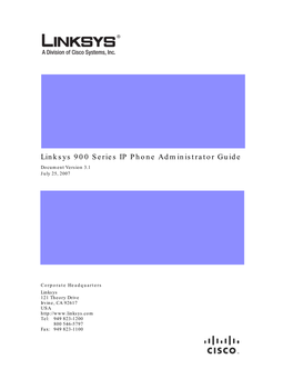 Linksys 900 Series IP Phone Administrator Guide