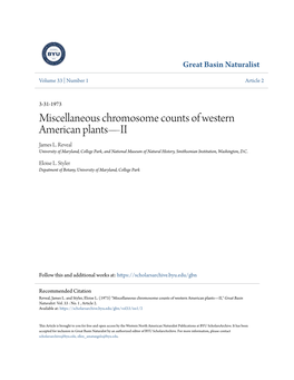 Miscellaneous Chromosome Counts of Western American Plants—II James L