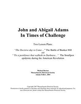 John & Abigail Adams in Times of Challenge