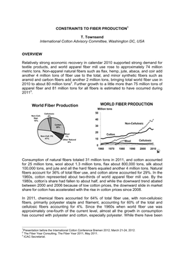 CONSTRAINTS to FIBER PRODUCTION T. Townsend