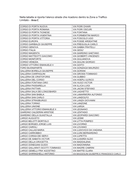 Elenco Vie Area C