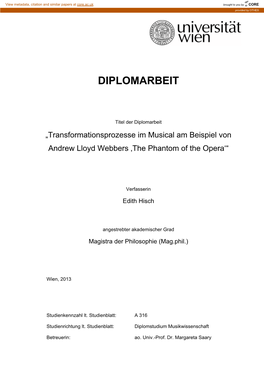 5 Andrew Lloyd Webbers „The Phantom of the Opera“ 47 5.1 Gaston Leroux‘ Romanvorlage 49 5.1.1 Die Handlung 51 – 2 –