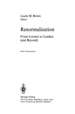 Renormalization from Lorentz to Landau (And Beyond)