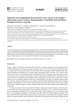 Molecular and Morphological Characterisation of New Species In